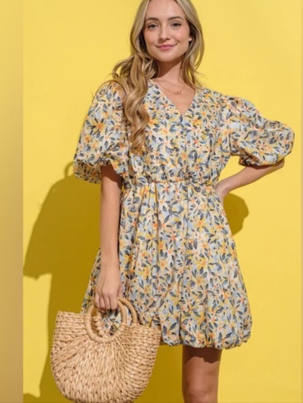 And The Why Full Size Floral Surplice Puff‎ Sleeve Dress NWT 2XL